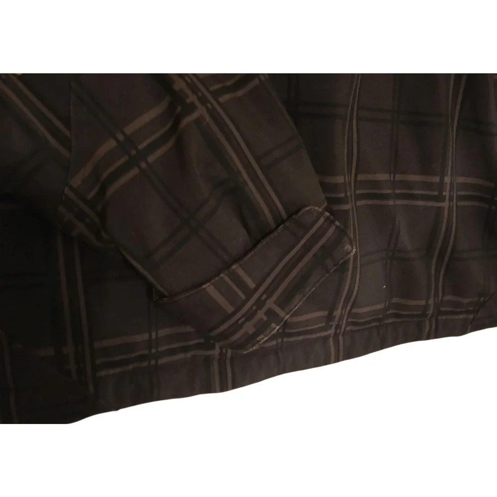 Mens Small Heavy Coat Full Zip Softshell Black Gray Plaid‎ Insulated Zip Pockets